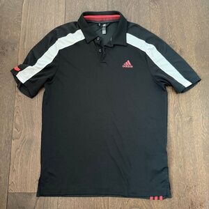 Adidas Polo Shirt Black with  White Accents (Size M)